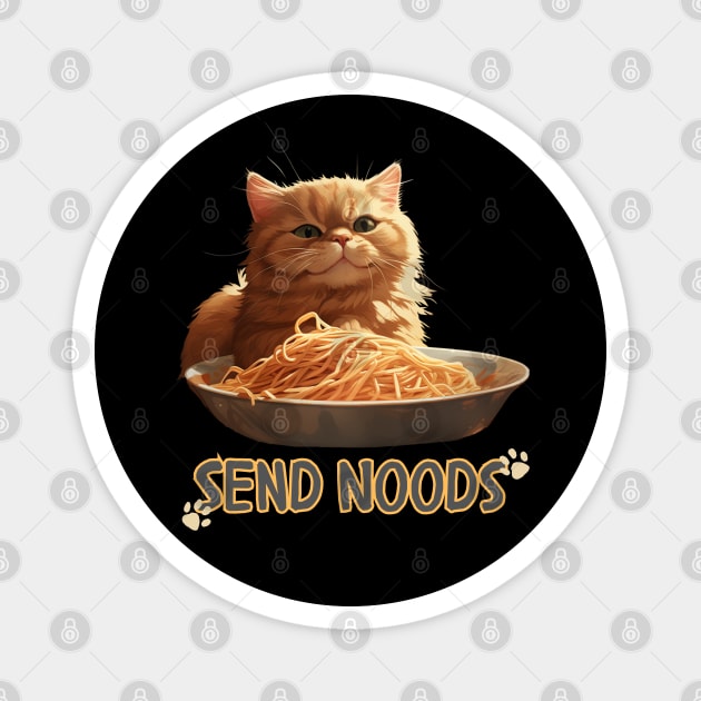 Cat Noodles Funny Meme Play On Words Humor Magnet by New Otaku 64